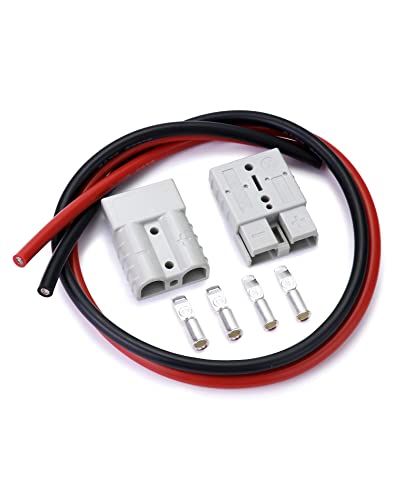 QWORK® 2 Pezzi Conector de batería 50A enchufe de conexión rápida con cable eléctrico 8AWG (60cm rojo/negro) para coche moto barco