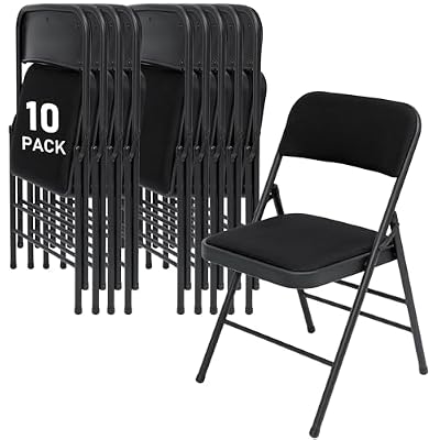 10 Pack Folding Chairs,Grey Fabric Padded Seat Metal Foldable Chairs