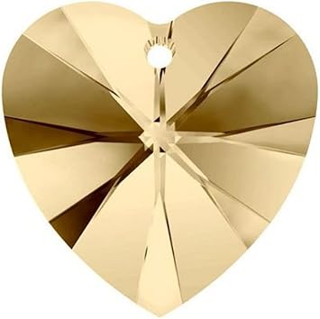 12pcs Authentic Premium Crystal Xilion # 6228 10mm 0.39 inch Heart Shaped Pendant Golden Shadow Crystal Drop Beads for Jewelry Craft Making SWA-H28