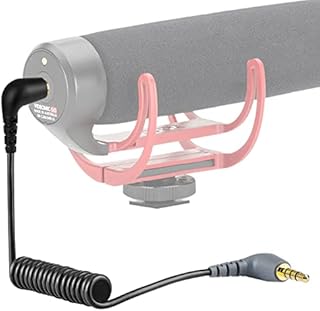 Geekria dla twórców 3,5 mm TRRS do TRS zwijany kabel mikrofonowy kątowy 0,5 m / 50 cm, kompatybilny z Rode SC7, VideoMicro, VideoMic GO II, bezprzewodowy GO II 1/8 męski na męski przewód mikrofonowy (czarny)