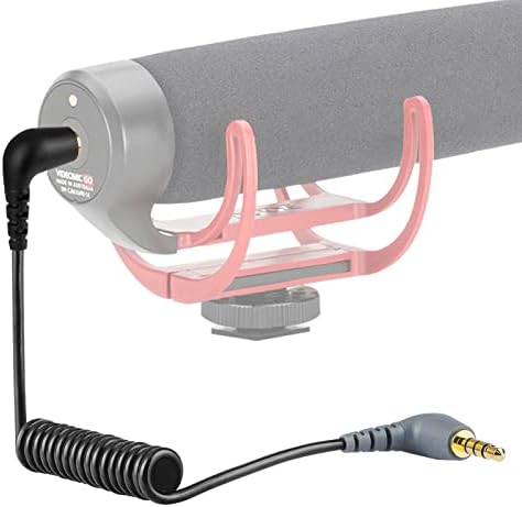 Geekria dla twórców 3,5 mm TRRS do TRS zwijany kabel mikrofonowy kątowy 0,5 m / 50 cm, kompatybilny z Rode SC7, VideoMicro, VideoMic GO II, bezprzewodowy GO II 1/8 męski na męski przewód mikrofonowy (czarny)
