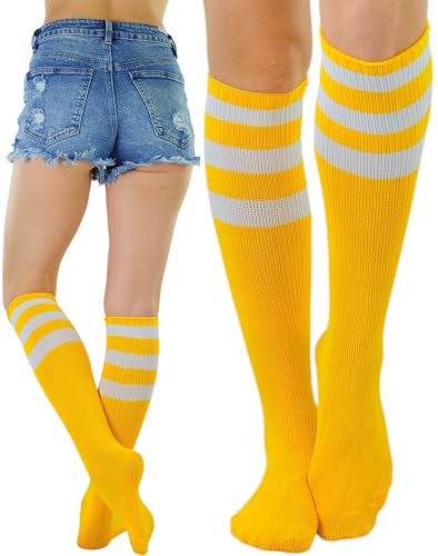 Image of ToBeInStyle Women's Premium Below Knee Athletic Socks w /Contrasting Wide Stripes
