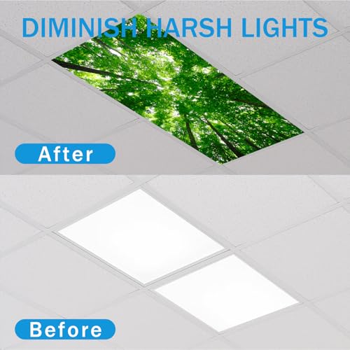 Image of 8 Pcs Fluorescent Light Covers with 80 Magnets Decorative for Classroom Ceiling Light 4 x 2 Feet Magnetic Light Covers Filter Easy Install for Office Hospitals & Home Drop Ceiling Supplies