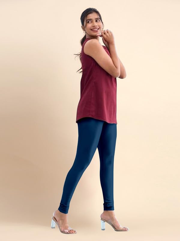 Image of TRENDMALLS Women's Microfiber Elastane Stretch Soft Churidar Length Leggings with Ultrasoft Waistband