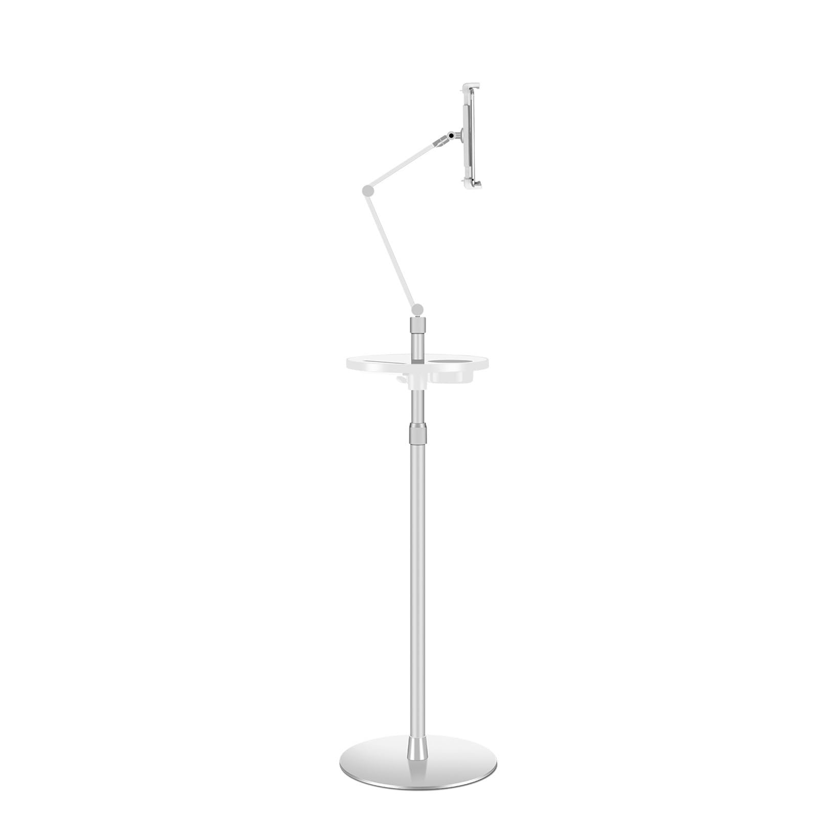 Bodenständer, Tablet-Halterung Mit Hebeablage, Verstellbare Universal-Höhenhalterung, Kompatibel Mit IPads Und Smartphones Von 4,7 Bis 12,9 Zoll(White)