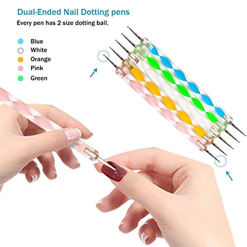 15Pcs Acrylic Nail Brush Set,7 Gel Nail Art Brushes and 5 Double Ended Nail Dotting Pen,2 Finger Toe Separators,Soft Kabuki Brush For Nail Painting With Box,Acrylic Brushes for Nail Salon Home