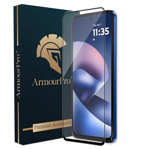 Image of ArmourPro Tempered Glass for Motorola G37 / G37 Power - 9H Screen Protector with Black Border, Anti Scratch, Edge-to-Edge Coverage, HD Clarity, Smooth Touch, Case Friendly | Black