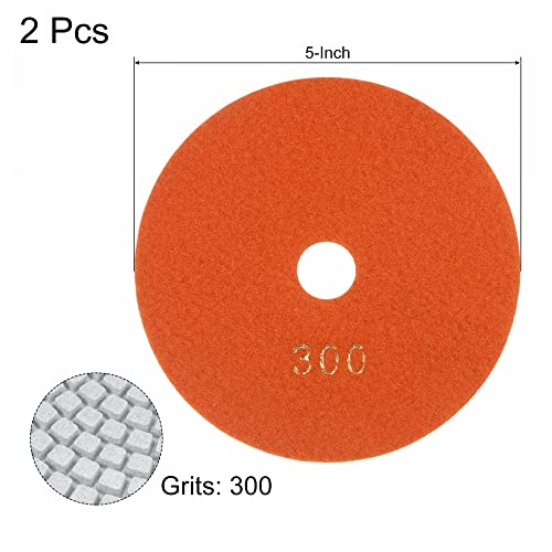 Image of uxcell Diamond Polishing Pad 5-Inch 300 Grits Wet /Dry Grinding for Stone Concrete Marble Countertop Floor 2pcs