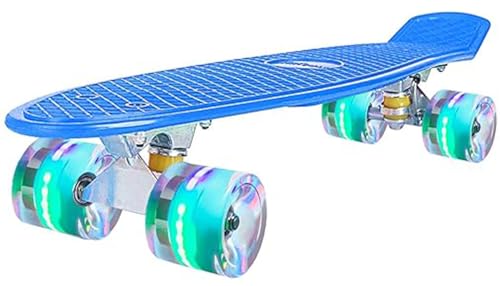STRAUSS Cruiser PW Skateboard | Penny Skateboard | Casterboard | Hoverboard | Anti-Skid Board with ABEC-7 High Precision Bearings | Ideal for All Above 8 Years | 22 X 6 Inch,(Blue)