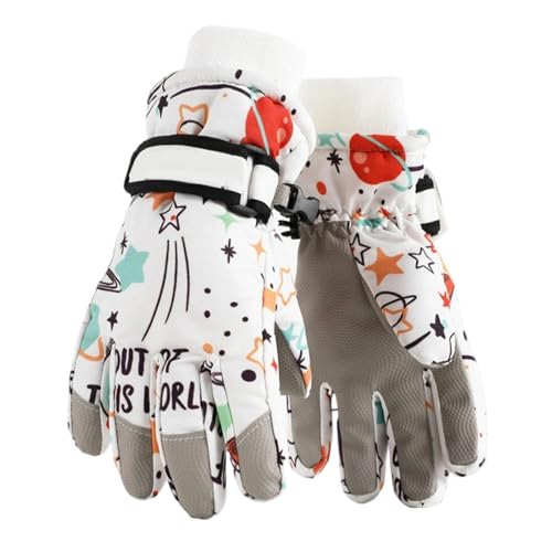 Ropa térmica de invierno para niños, resistente al viento, cálida, para esquiar, impermeable, con diseño de dibujos animados. Ideal para ciclismo al aire libre. Para niños y niñas. (Beige1, S)