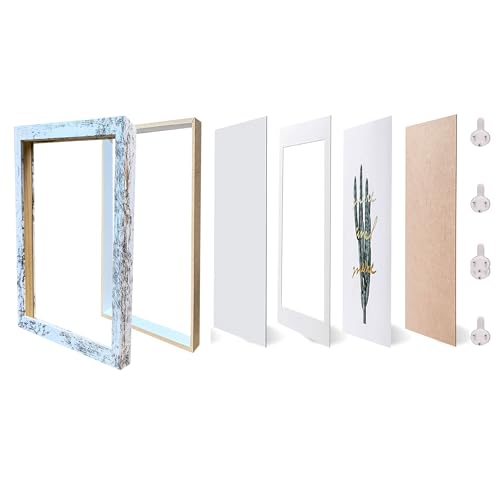 Houstimi Wooden Farmhouse 5x7 Shadow Box Frame Small Shadow Box Display Case Glass Surface Internal Depth 0.6 inch for Wall or Tabletop（White,4 Pack） - Thumbnail 6