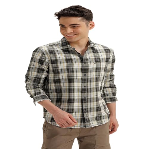 Image of BASICS 100% Cotton Checked Shirt for Men | Slim Fit | Everyday Smart Casual Wear | Full Sleeve