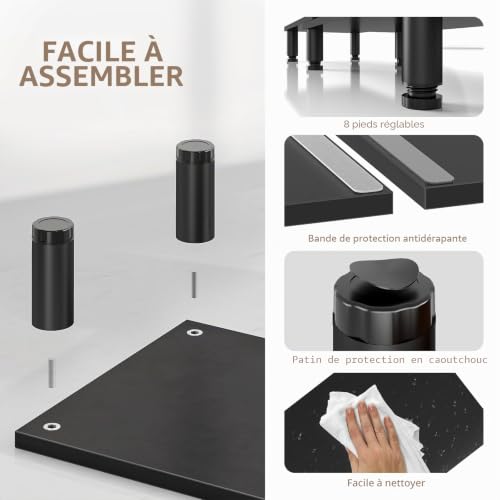 Support de moniteur en bois double AX WABER pour un bureau de télétravail ordonné