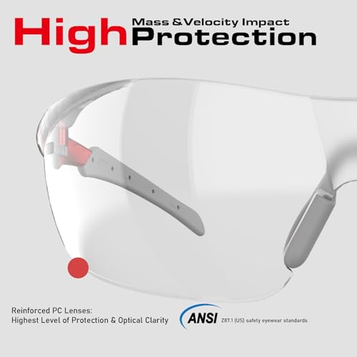 Image of Pickleball Safety Glasses Women Men, Protection, Classic Red | ANSI Z87.1, Anti-Fog & Scratch Resistant Goggles for Work, Racquetball, Squash