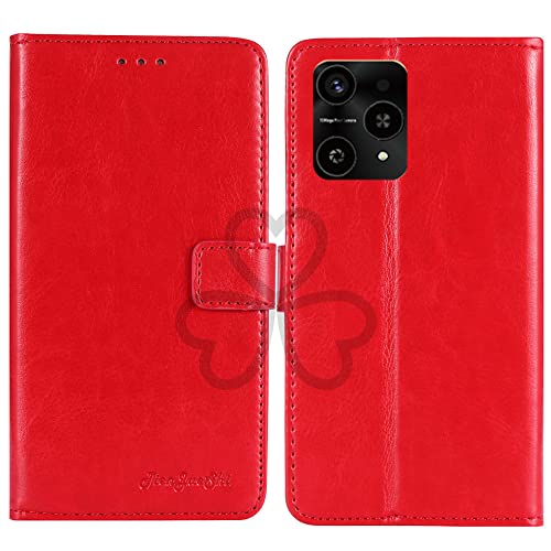 TienJueShi Rouge Flip Retro Support à Rabat Cuir Housse Coque pour Logicom Lunar 6 inch Étui Cas Couverture Protecteur Case Portefeuille Cover