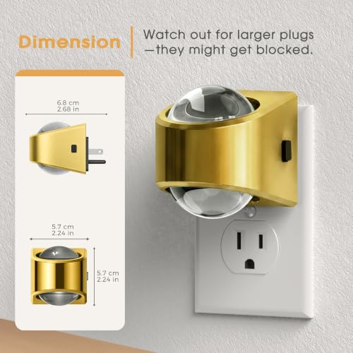 Image of Briignite Projector Night Light, Rotating Gold Night Lights Plug into Wall Dimmable, Soft White 3000K, Dusk to Dawn Nightlight for Kids, Bedroom, Nursery, Bathroom, Home Decor, Gaming Room