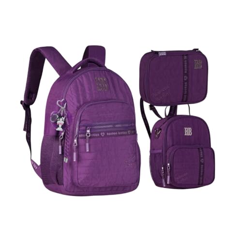 Kit Mochila Lancheira e Estojo Rebecca Bonbon Sweet Dreams Grande RB27001 (Lilás)