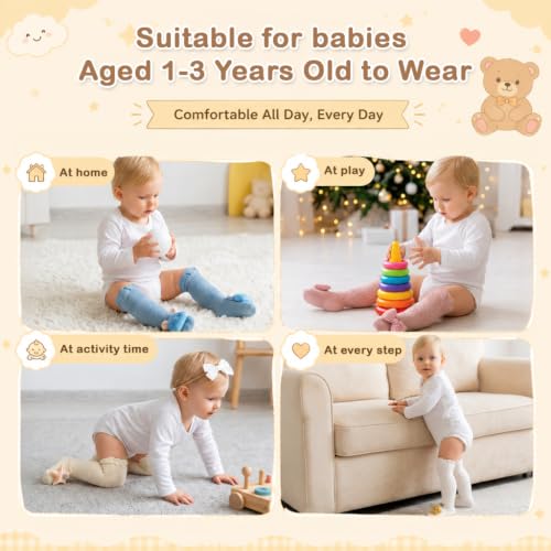 Image of SNOWIE SOFT Baby Girls Stocking Polyester Cotton Mesh Stocking Knee High Breathable Summer Stockings Cartoon Baby Stockings Gift for Baby Girls 0-3 Years Old