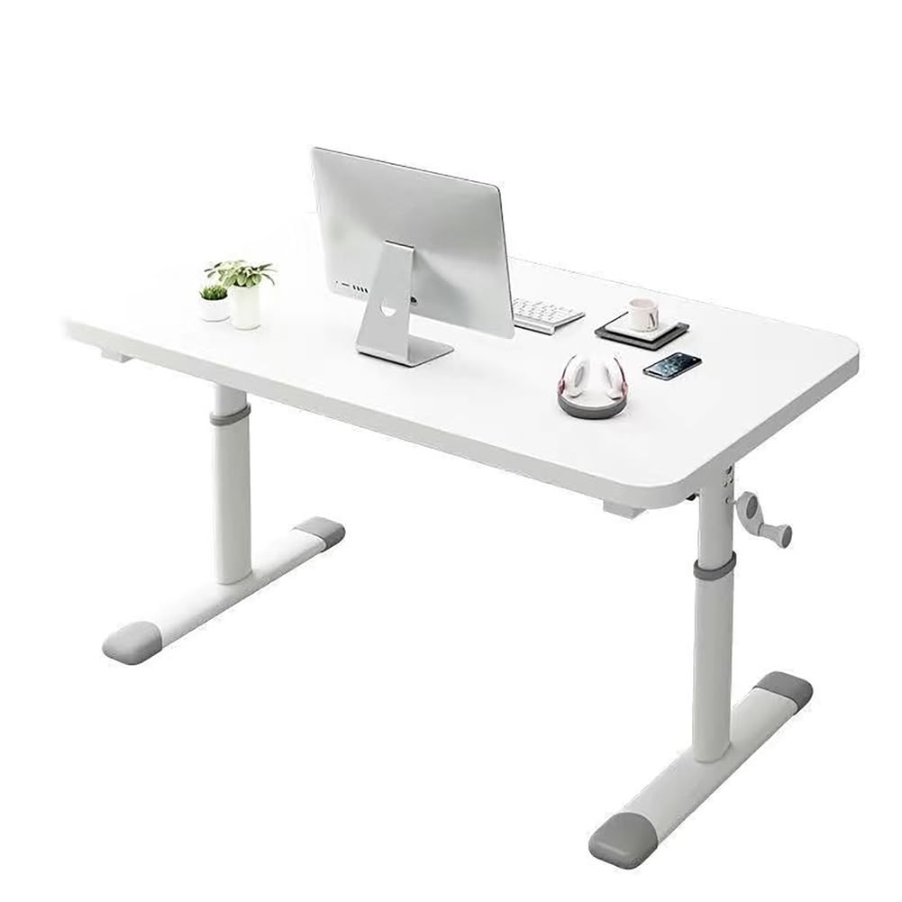 CGCSYZ Adjustable Height Desk with Crank, Ergonomic Home Office Workstation for Computer, White, 80cm - Perfect for Comfort and Productivity (Bianco 80cm)