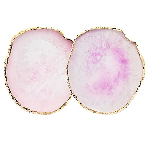 BODYA 2 pieza de paleta de decoración de uñas, paletas de mezcla de resina para uñas, placa de mezcla de colores de esmalte, borde dorado, pantalla cosmética práctica para manicura