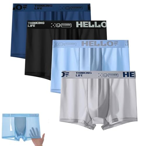Hello Underwear for Men, Hello Ice Cooling Underwear for Men, No-Show Breathable Low Rise Workout Boxer Briefs