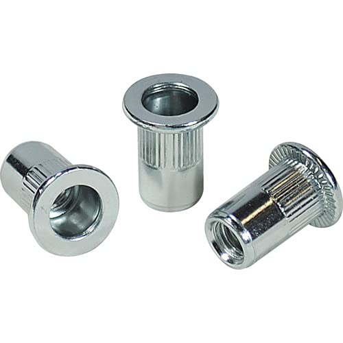 Robotex Shrimp Knurling Nut (Flat Head, Steel), Eco Pack, Plate Thickness: 0.1 inches (2.5 mm), M4 x 0.7 (35 Pieces)