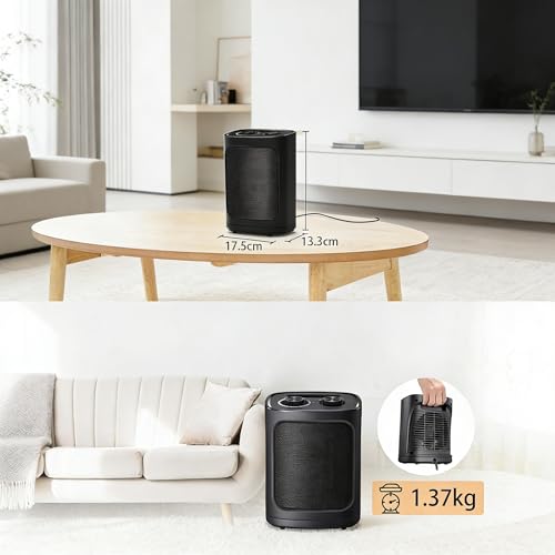 COWSAR Mini Heizlüfter Energiesparend, 1800W Elektroheizung 3 Heizstufen ✓ Überhitzungs & Kippschutz ✓ Keramik Heizlüfter für Badezimmer, Schlafzimmer, Büro – Bild 3