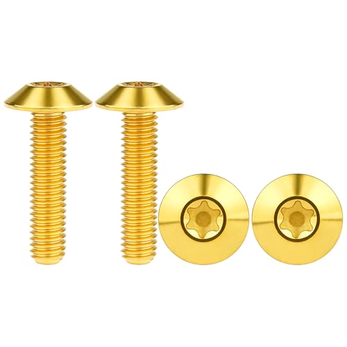 Titanium M4 M5 M6 Button Torx Head Bolt Screw (Gold, M6x25mm)