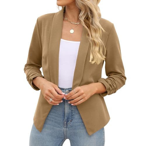 Image of POGTMM Women 3 /4 Sleeve Blazer Open Front Cardigan Jacket Work Office Blazer