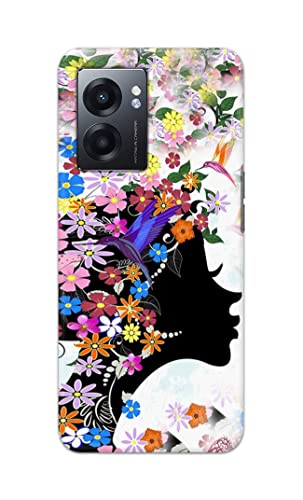 Image of Printed Hard Back Cover Case for Realme Narzo 50 5G Back Cover (Floral Hairstyle Girl) -1803