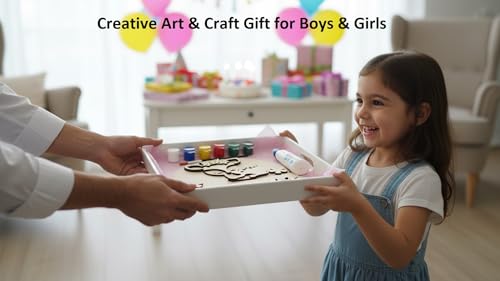 Image of Varenyam Personalized Wooden Name Plate Painting Kit for Kids | Creative Art & Craft Gift for Boys & Girls | with 6 Colors, Brush & Glue