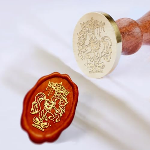 Hobbspring Karussell WachsSiegel Stempel Austauschbare Umschläge DIY Siegel Stempel Verträumter Wirbel Ovaler Messingkopf Holzgriff Zur Verzierung Geburtstagsparty Einladungskarte Zurück zur Schule