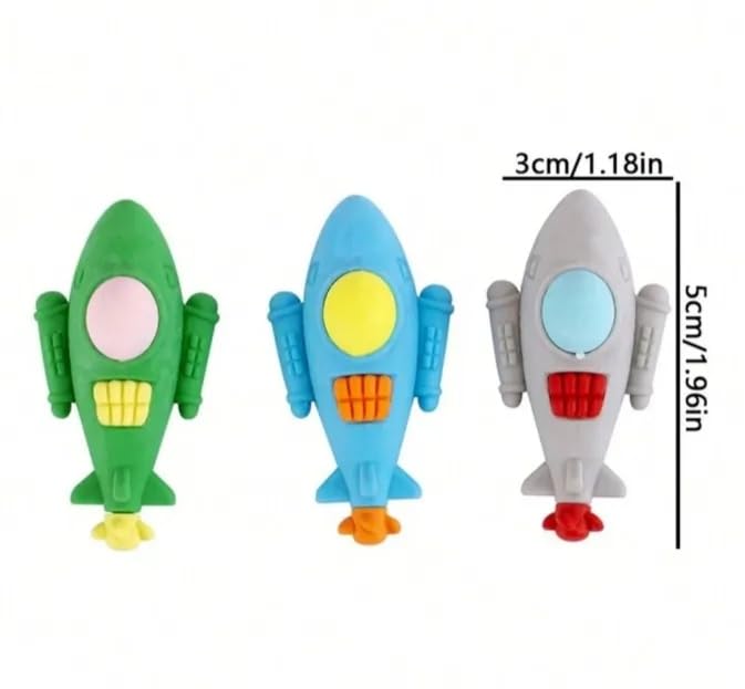 Image of AK Store (Pack of 4) 3D Cute Cartoon Shape Rubber Pencil Erasers, School Stationery for Kids, Boys Girls, Birthday Return Gifts (Aeroplane)