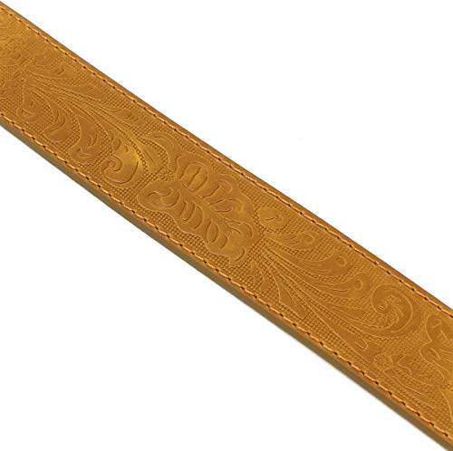 Image of BC Belts Western Leather Belt Strap - 1.5 inch Wide with Embossed Scrollwork Without Buckle for Men & Women, Cowboy /Cowgirl Style