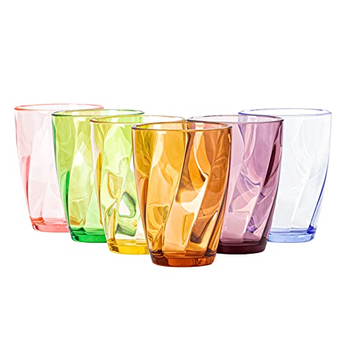 SMARTAKE 12 Ounce Plastic Tumblers, 6 Packs Stackable Drinking Glasses, Shatterproof BPA-Free Plastic Water Glasses for Drinking, Reusable Plastic Cup Sets for Dinner, Bars & Restaurants, 6 Colors