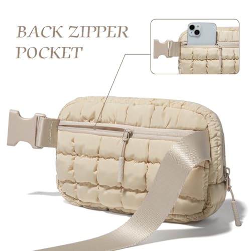 Image of Gitus Trending Gifts for Women Puffer Crossbody Bags for Women Belt Bag Fanny Pack with Adjustable Straps Lightweight Quilted Puffy Bag Woman Gifts (Beige)