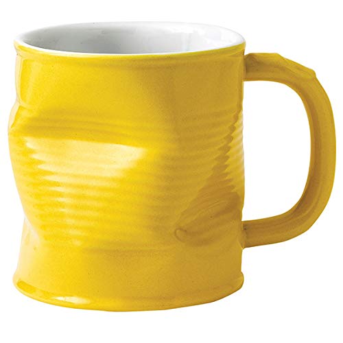 Squashed Tin Can Mug 7.8oz / 220ml | Crumpled Mug, Squashy Mug, Tin Can Cup, Coffee Mug, Cocktail Mug… (Pack of 6, Yellow)