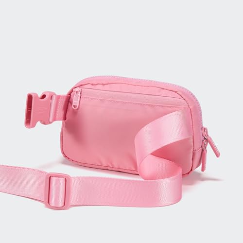 Image of Pander Two Way Zipper Fanny Pack Nylon Everywhere Belt Bag for Women, Water Repellent Waist Packs, Crossbody Bags with Adjustable Strap (Light Pink).