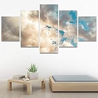 SIGNWIN 5 Panel Canvas Wall Art Abstract Colorful Decorative Elements Modern Artwork for Home Decorations Ready to Hang - 60