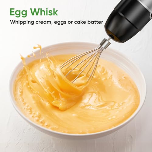 Immersion Blender Handheld 1100W 3 in 1 Corded Stick Hand Blenders for Kitchen with Trigger Speed Control, with Whisk, Milk Frother Attachemnts, Perfect Emulsifier for Soup, Smoothie, Puree image 6