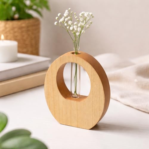 Image of CraftVatika Decorative Items for Home Decor, House Warming Gifts New Home, Wooden Flower Vase Pot for Living Room, Anniversary Wedding Return Birthday Gifts for Woman Man, Aesthetic Room Decor Items