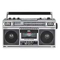 QFX Retro Bluetooth Boombox Cassette Tape Player Recorder, J-220BT