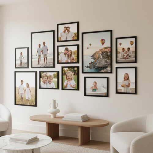 Image of HOTHOUSE Photo Frame For Wall Decor | Collage Picture Frames For Wall Decor | Aesthetic Rectangular Photo Frames For Home Decor Office Livingroom Bedroom | Set of 11 (BLACK, Combo-3)