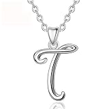 Collar Pdant con nombre de letra T de plata para mujer y hombre, joyería fina con dije personalizado a la