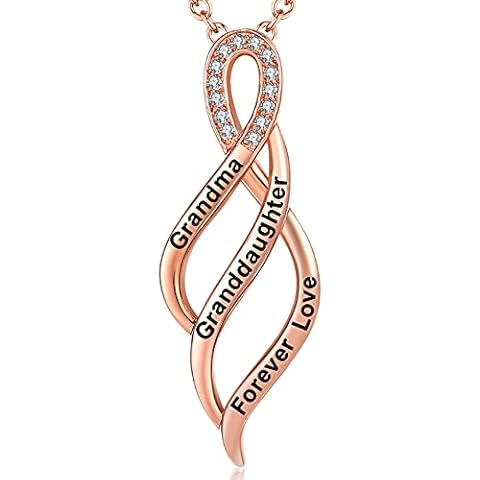 Aihitero for Nana, Grandma Granddaughter Forever Love Heart Pendant Necklace, Rose Gold Fashion Jewelry for Women Girls, Birthday Anniversary Valentine’s Day Xmas Present to Grandmother Cover