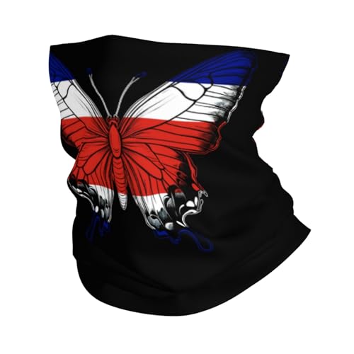 Costarica Costa Ricans Flag Butterfly Neck Gaiter Balaclava Face Mask for Men Women Patriotic Design Seamless Bandana Cover Scarf Headwear Headband Head Wrap White2