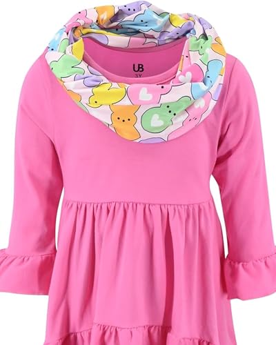 Image of Unique Baby Girls Kids Toddler 3pc Outfit Set Long Sleeve Cotton Blend Tunic Top Leggings and Scarf