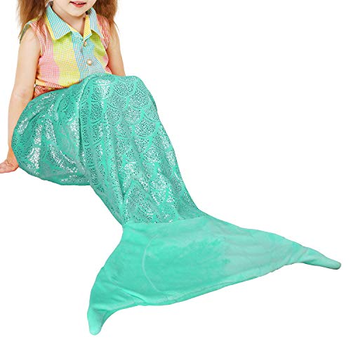 Catalonia Kids Mermaid Tail Blanket, Super Soft Plush Flannel Sleeping Snuggly Blanket for Teen Girls, Mermaid Gifts for Girls Birthday