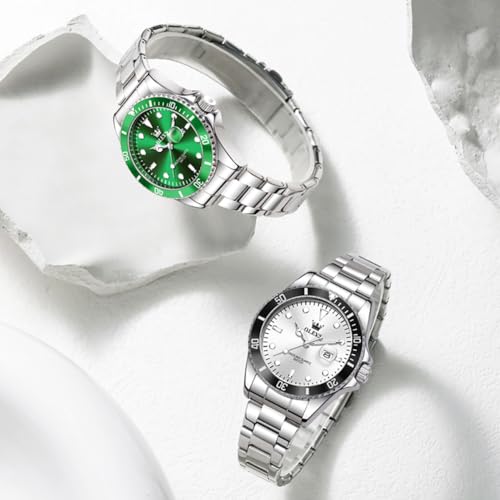 Image of OLEVS Womens Watch Classic Dress Number Female Watches for Ladies Analog Quartz Stainless Steel Waterproof Luminous Day Date Two Tone Easy to Read Wristwatch