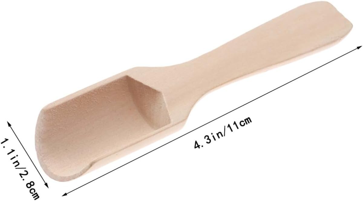 OSALADI 15pcs Wooden Tea Shovels Small Flat Handle Tea Scoop Salt Scoop 2.8x11cm Teaware Accessory for Kitchen and Dining Use